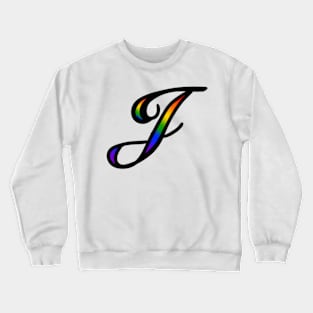 Rainbow Cursive Letter J Crewneck Sweatshirt